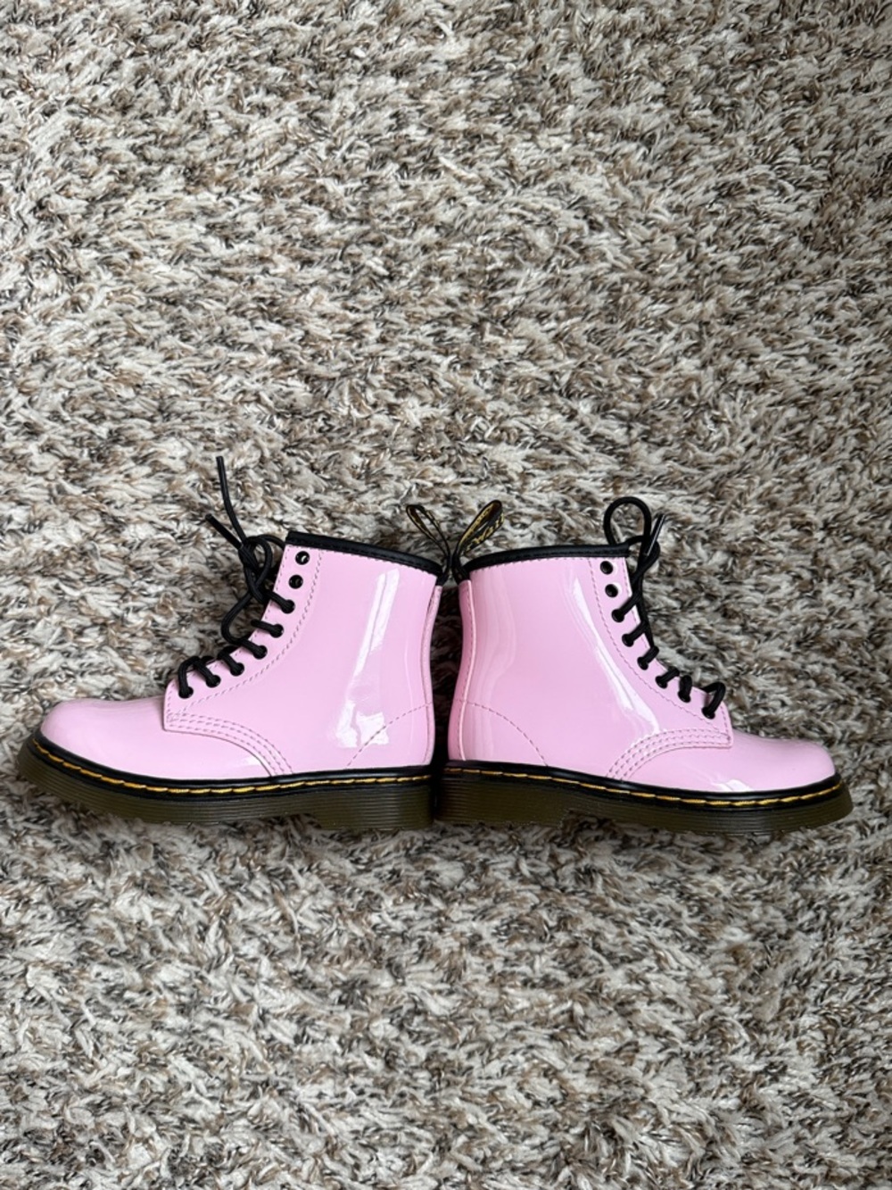Dr. Martens Kids Pink Patent Lace-Up Boots